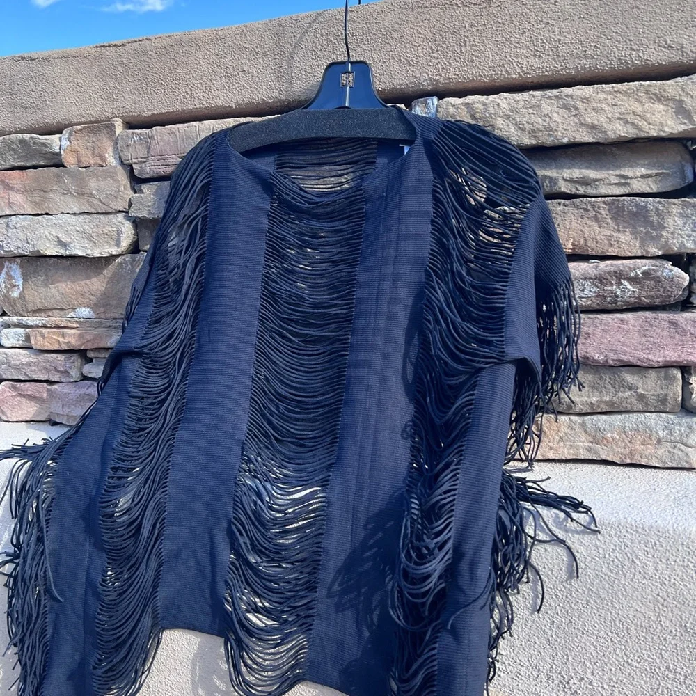 PilyQ Haute Summer black Poncho bathing suit cover up one size - Picture 9 of 15
